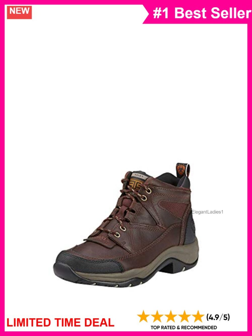 ARIAT Terrain Hiking Boots Full-Grain Leather Cordura Round Toe